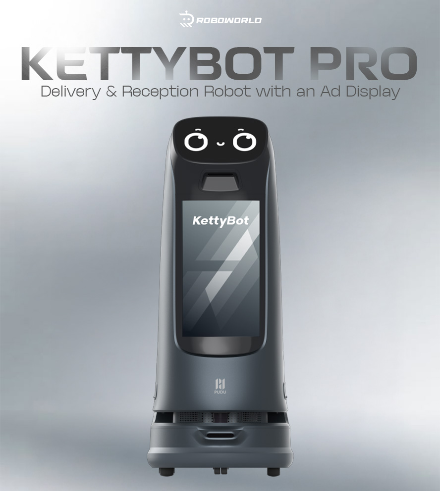 Robot KettyBot Pro — giao hàng & lễ tân với màn hình quảng cáo